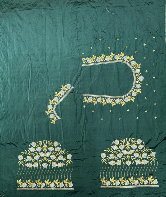 Dartika Bottle Green Embroidered untitched blouse